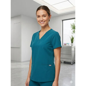 FIGS Technical Collection Teal Scrub Top - Size XS